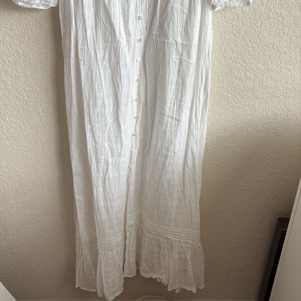 White Ruffled Button-Down Dress - image 2